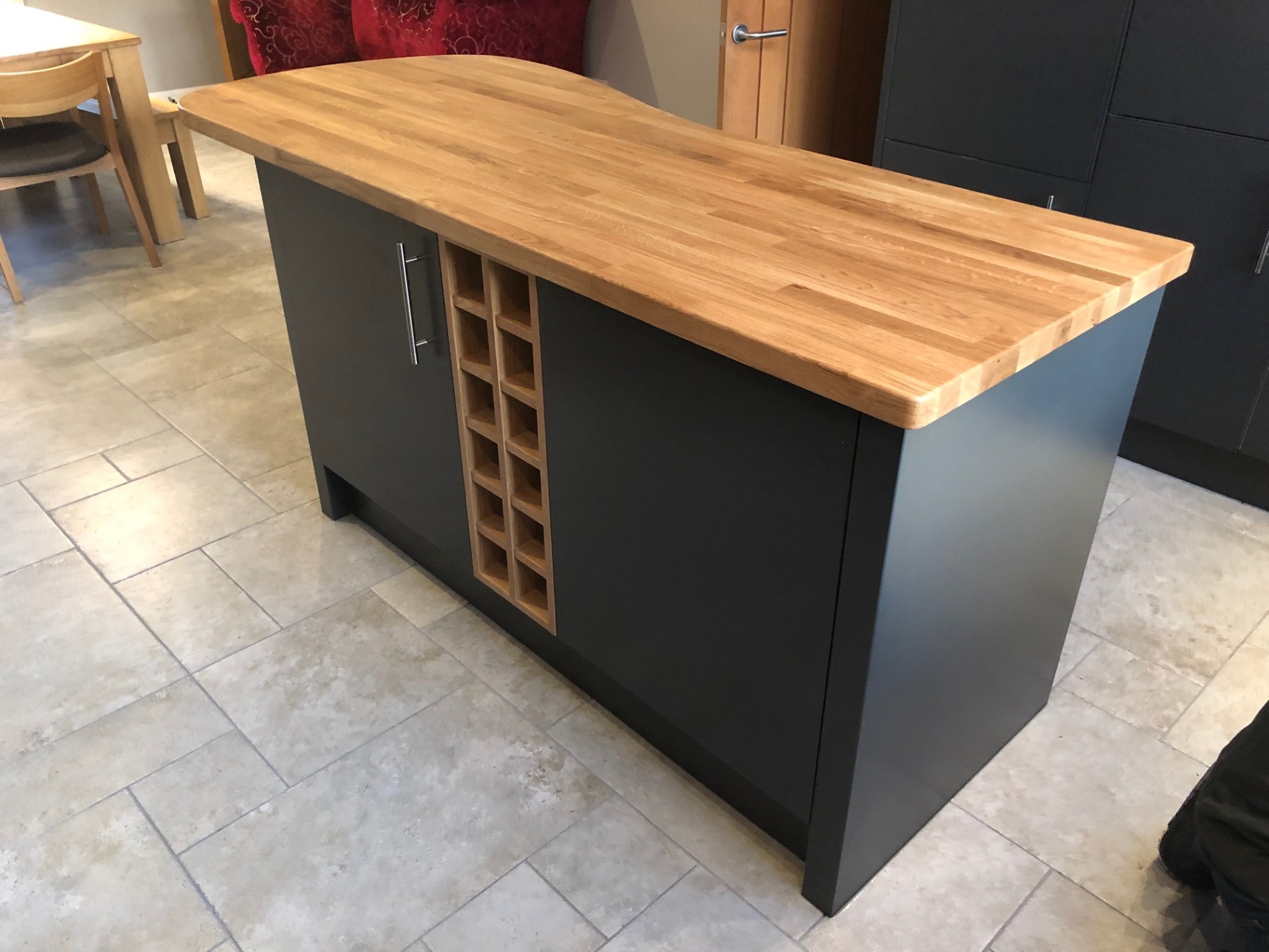 Kitchen island with timber top