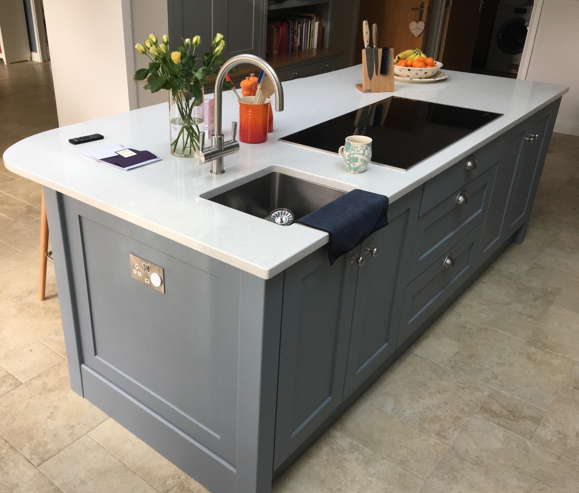 Shaker island with sink and hob
