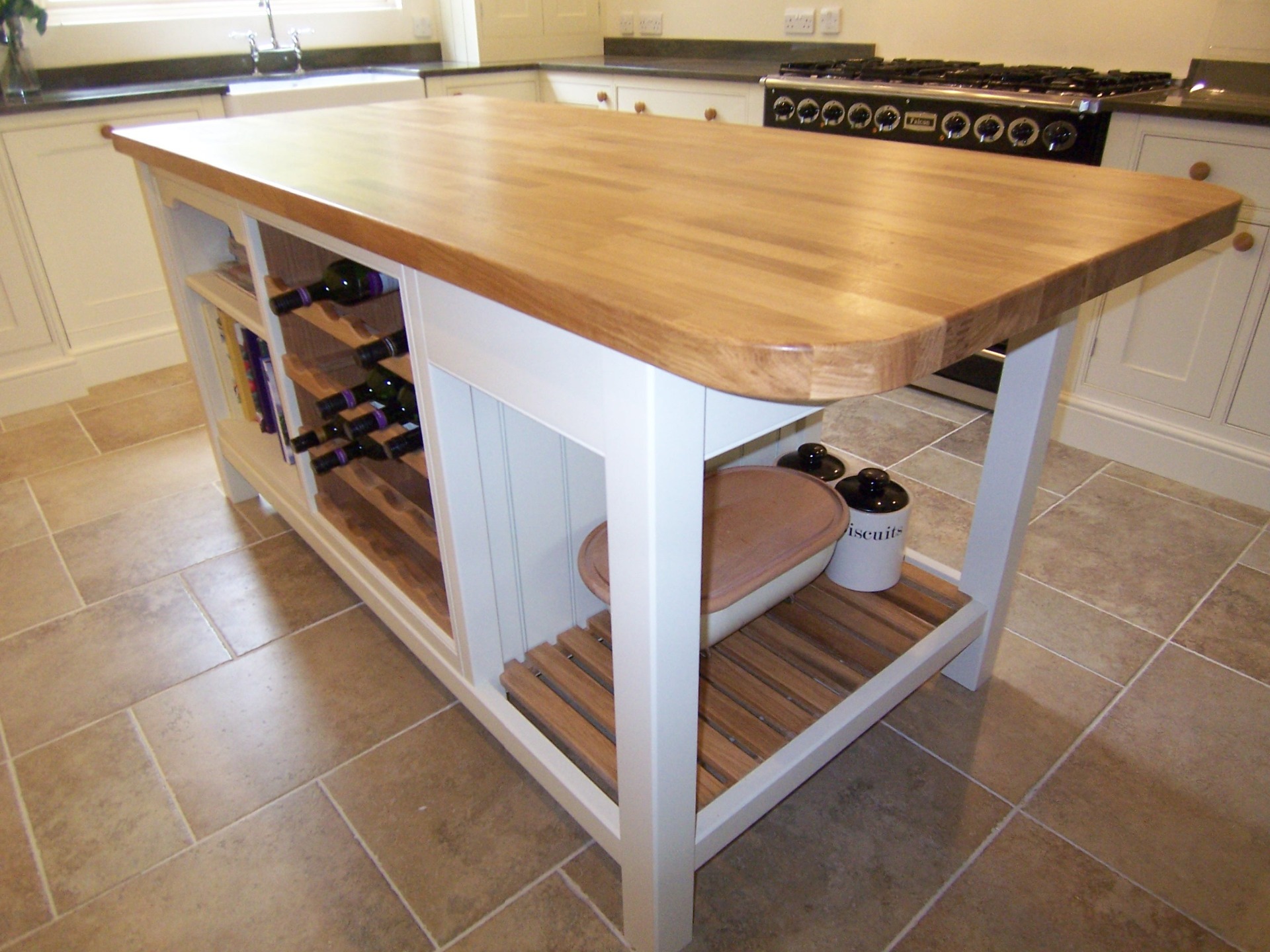 Shaker style island with timber worktop