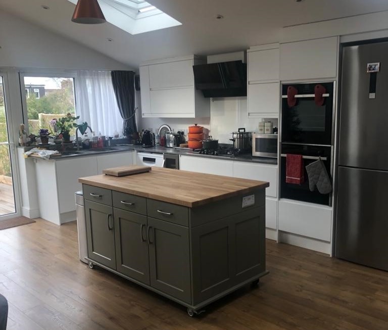 Kitchen island with timber top, Oxford